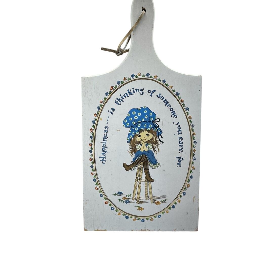 Vintage 1970s Scandinavian Folk Art Bonnet Girl Cutting Board Decor Wall Hanging
